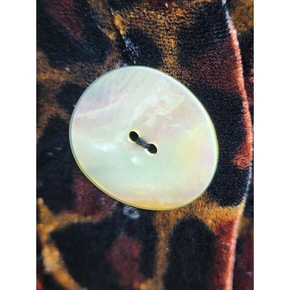 B. Hadikusumo Silk Blend Leopard Velvet Top MOP Buttons One Size Pockets Vintage - Picture 2 of 9